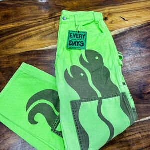 everydays green snake pants NEW w Tags size 30 art print RARE